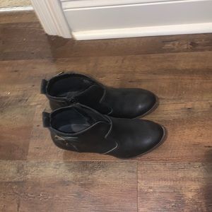 Black leather ankle boots